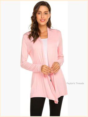 Lightweight Viscose Knit Long Sleeve Open Front Cardigan Sweater